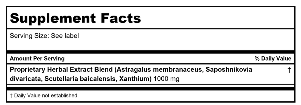 Chi's Enterprise – Sinus Chi 120 Capsules - Supplement Facts panel