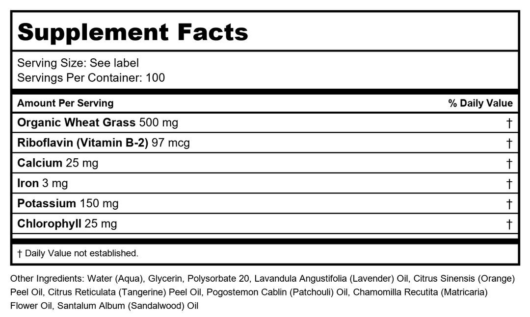 Take A Zen Ten? Aroma Mist Featuring Relaxing Pure Essential Oils - Supplement Facts panel