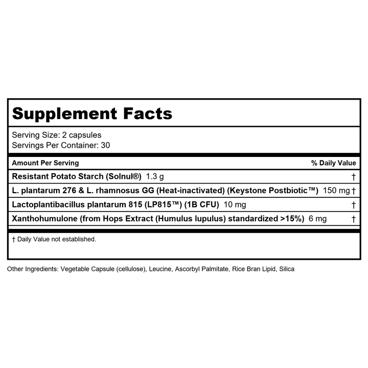 Vital Nutrients GLP-1 Complete | GLP-1 Probiotic, Prebiotic, Postbiotic + Hops Extract | Fast-Acting GLP-1 Activators Helps Curb Cravings | Vegan, Dairy &amp; Gluten Free | 60 Capsules - Supplement Facts panel