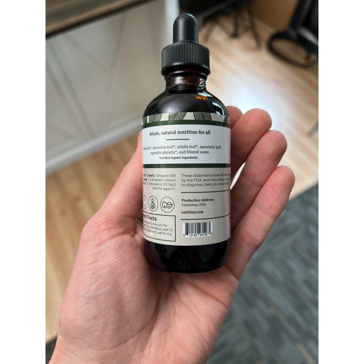 Earthley Wellness, Nourish Me Naturally, All Natural Herbal Multivitamin, Whole, Natural, Organic Herbs, Natually Occuring Vitamins and Minerals, Trace Minerals (4oz, Nourish Me) - Supplement Facts panel