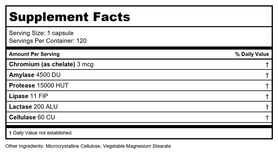 Nutri-West - Total ENZYMES - 120 - Supplement Facts panel