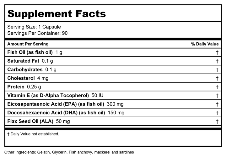 Nutri-West - Complete Omega-3 Essentials 2:1-90 Capsules - Supplement Facts panel