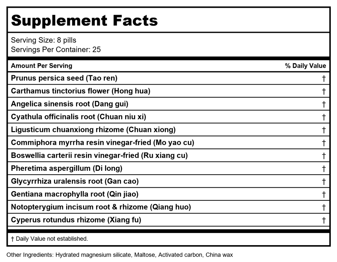 Plum Flower Great Invigorator Teapills (Shen Tong Zhu Yu Wan) by MayWay - Supplement Facts panel