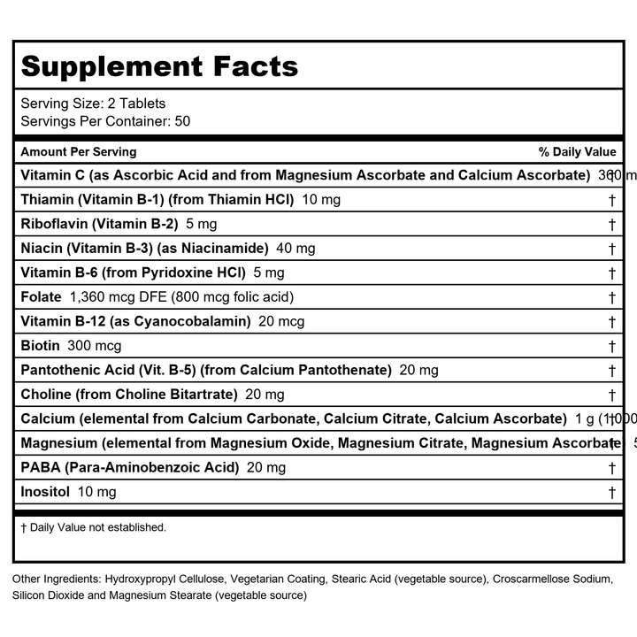 Cal-Mag Stress Formula, 100 Tabs by Now Foods (Pack of 3) - Supplement Facts panel