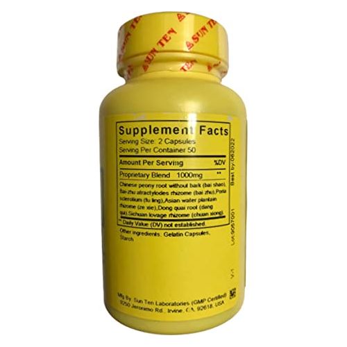 Sun Ten - Tang-kuei &amp; Peony Formula Capsules/Dang GUI Shao Yao San/????? - Supplement Facts panel