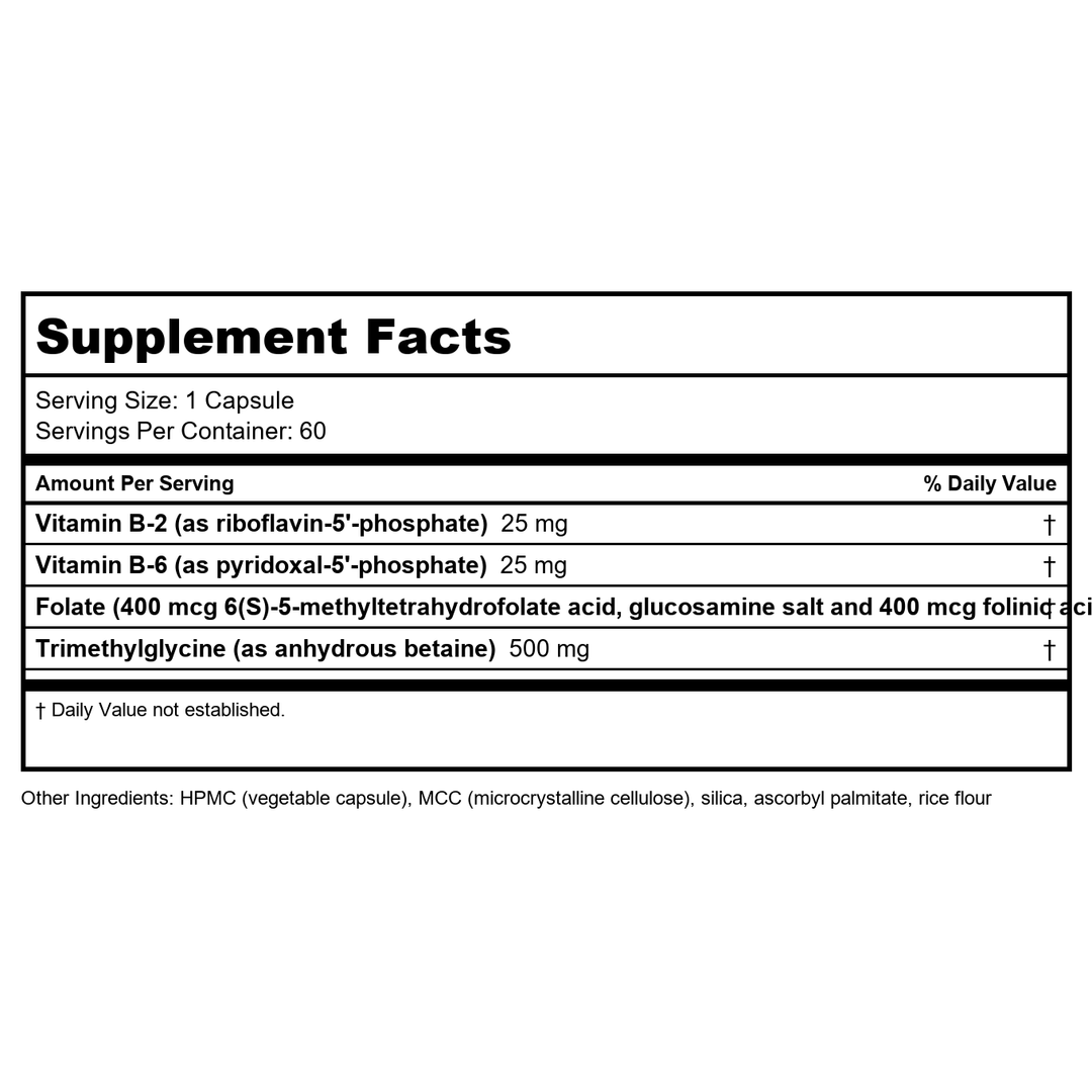 NuMedica Methyl-Plex B 60 Vegetable Capsules - Supplement Facts panel
