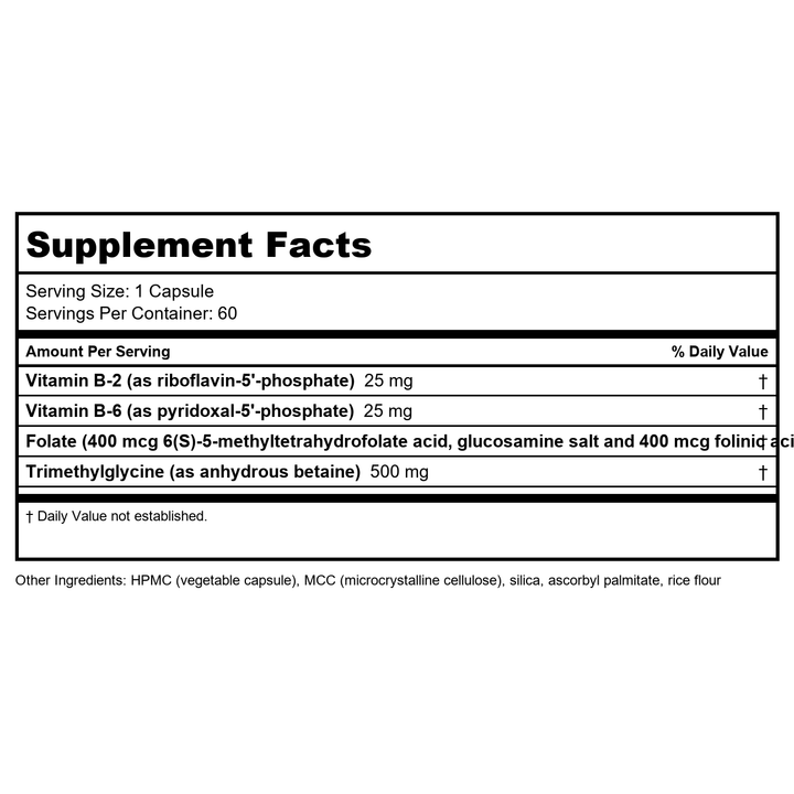 NuMedica Methyl-Plex B 60 Vegetable Capsules - Supplement Facts panel