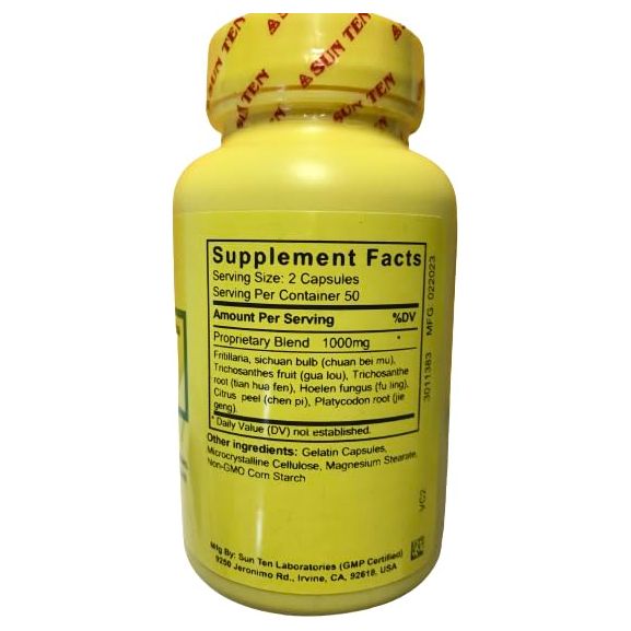 Sun Ten - Fritillaria &amp; Trichosanthes Formula Capsules/Bei Mu Gua Lou San/????? - Supplement Facts panel