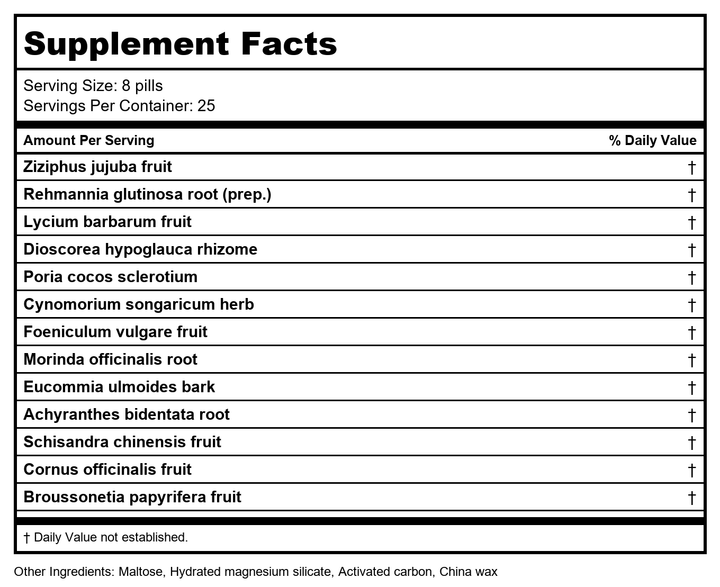 Return To Spring Teapills (Huan Shao Wan), 200 ct, Plum Flower by MayWay - Supplement Facts panel