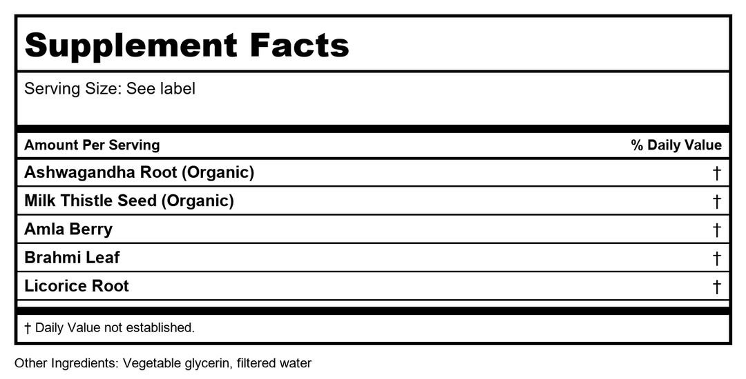 Earthley Wellness Thyroid Support, Helps Support Energy, Promote Healthy Brain Function and Overall Wellness (4oz) - Supplement Facts panel