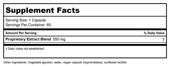 Gaia Herbs Pro Emotional Balance - 60 Caps - Supplement Facts panel