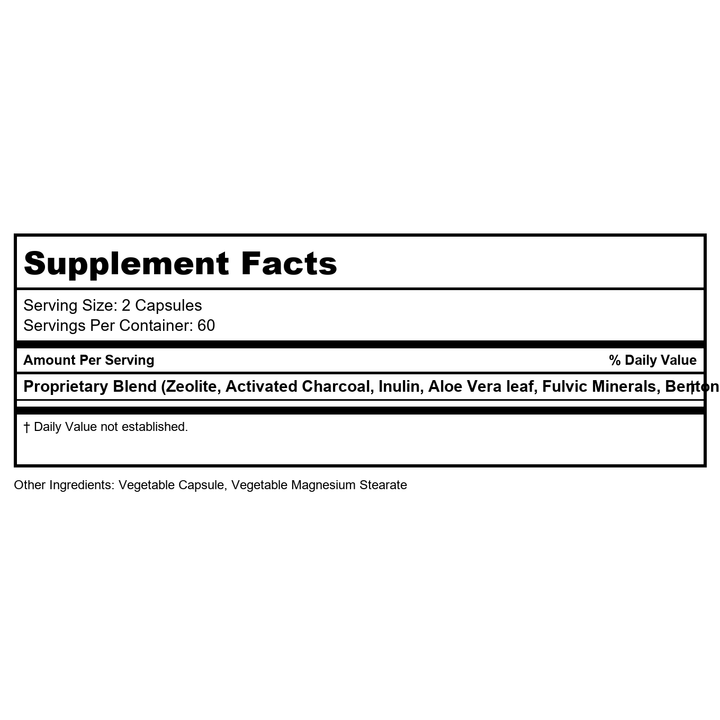 NutraMedix Binder Plus - Comprehensive Toxin Binder &amp; Body Detoxifier - Prebiotic Antioxidant Support + Inulin, Bentonite, Aloe Vera, Activated Charcoal, Fulvic Minerals &amp; Chitosan (120 Capsules) - Supplement Facts panel