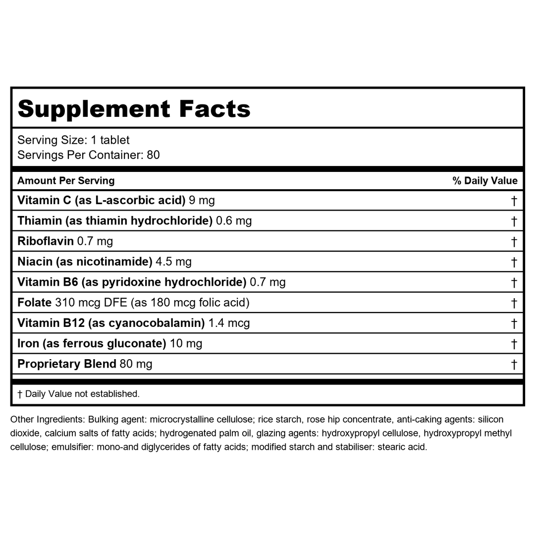 FLORA Iron Floradix, 80 CT - Supplement Facts panel