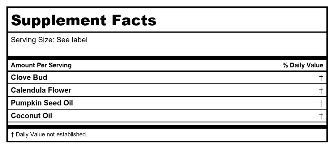 Earthley Wellness Gut Health Oil (2 oz) - Supplement Facts panel