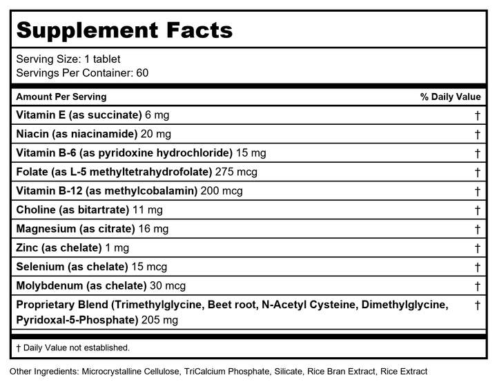 Nutri-West - Homocysteine Redux 60 Tablets by Nutri-West - Supplement Facts panel