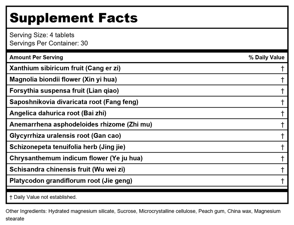 Plum Flower - Bi Yan Pian - Sugar Coated - 120 Tablets by MayWay - Supplement Facts panel