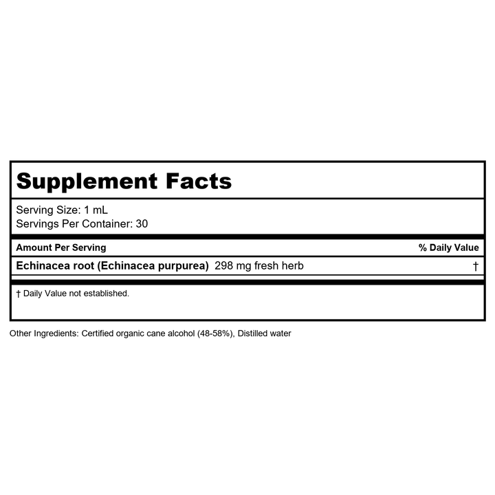 HERB PHARM Organic Golden Echinacea, 1 FZ - Supplement Facts panel