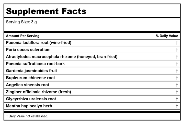 Plum Flower Jia Wei Xiao Yao San, extract powder by MayWay - Supplement Facts panel