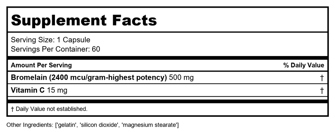 Ecological Formulas Inflazyme 60 Capsules - Supplement Facts panel