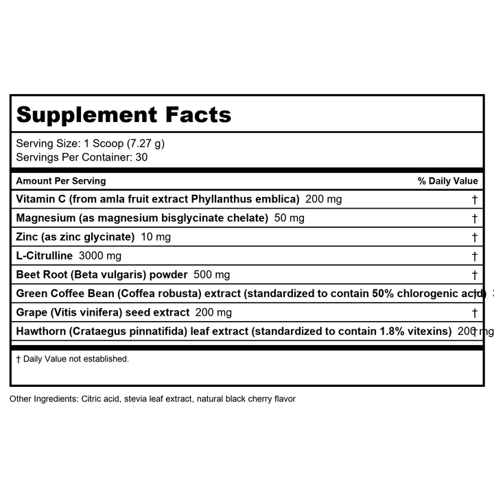 NuMedica NOVA (Nitric Oxide Vascular Assist) Complete Monk Fruit - 7.69 oz (218.04 Grams). Boosts Nitric Oxide Production for Enhanced Circulation in Men &amp; Women. - Supplement Facts panel