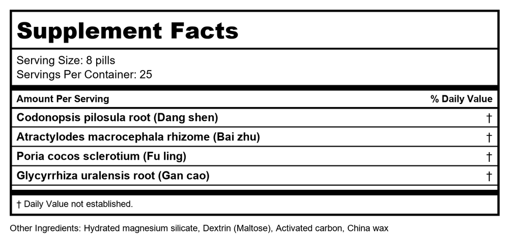 Four Pillars Teapills (Si Ni San Wan), 200 ct, Plum Flower by MayWay - Supplement Facts panel