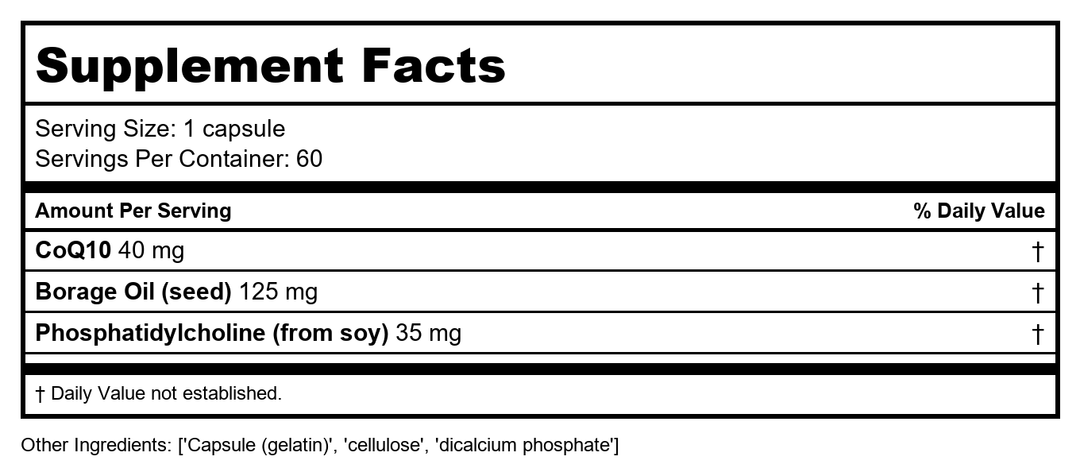 Super CoQ10 SuperMax (k145) by Apex Energetics - Supplement Facts panel