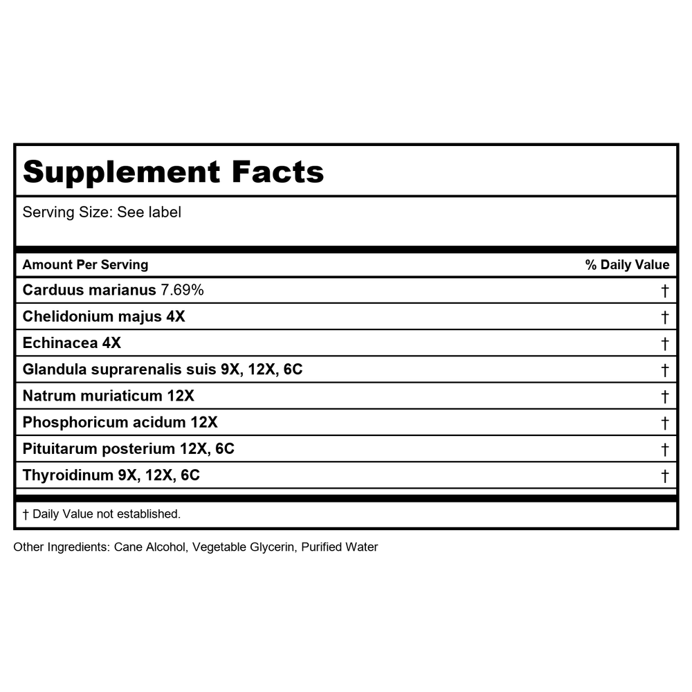 PDTXCLS Sudopo Energetix, Adrenapath 2 oz - Supplement Facts panel