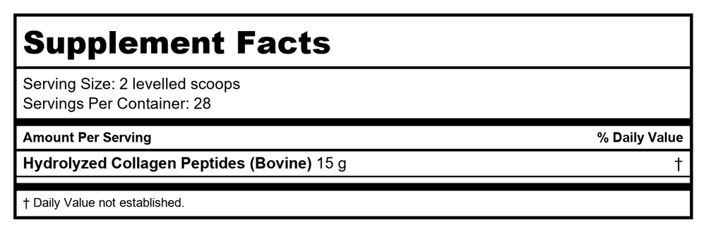 Collagen Peptide Serum 1oz - Supplement Facts panel
