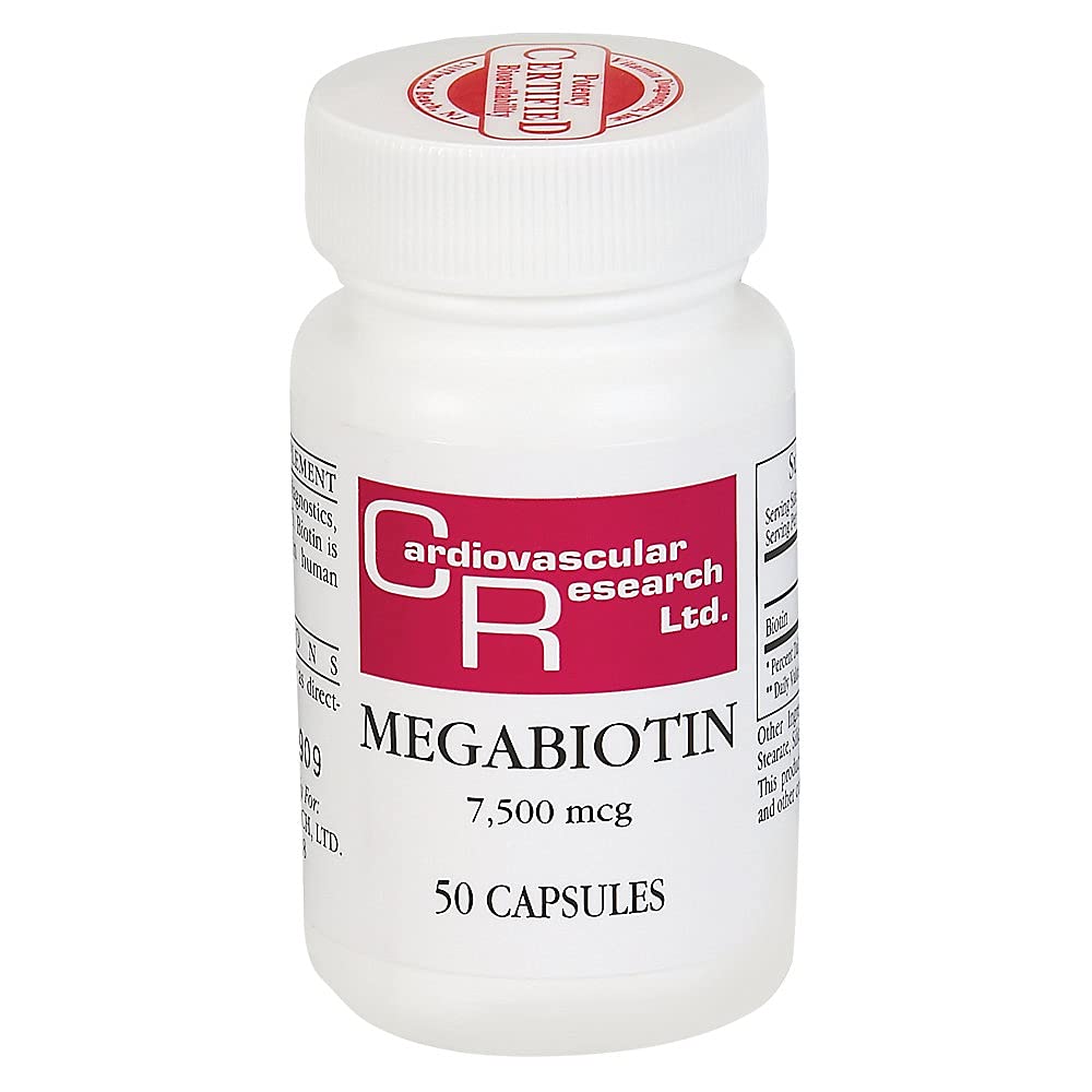 Cardiovascular Research - Megabiotin, 7500 mcg, 50 capsules - Supplement Facts panel