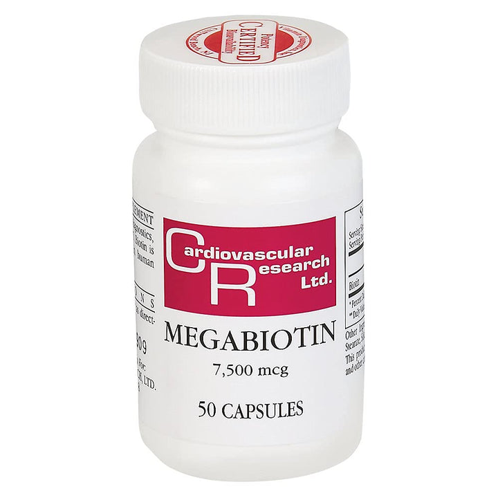 Cardiovascular Research - Megabiotin, 7500 mcg, 50 capsules - Supplement Facts panel