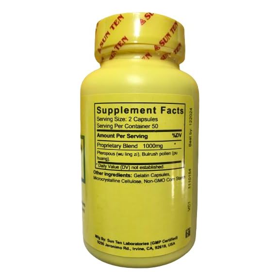 Sun Ten - Pteropus &amp; Bulrush Formula Capsules/Shi Xiao San/??? - Supplement Facts panel