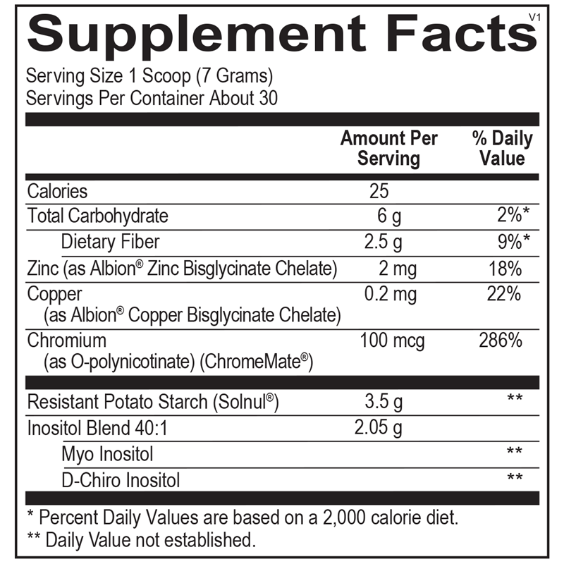 InosiCare Ortho Molecular Products 7.4 oz (210 grams) - Supplement Facts panel