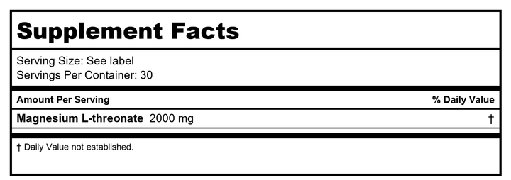 Mag Threonate Ortho Molecular Products 60 Capsules - Supplement Facts panel