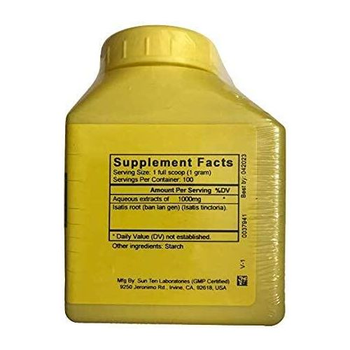 Sun Ten-Ban Lan Gen (Isatis root), 100 gm Granule, I1210 - Supplement Facts panel