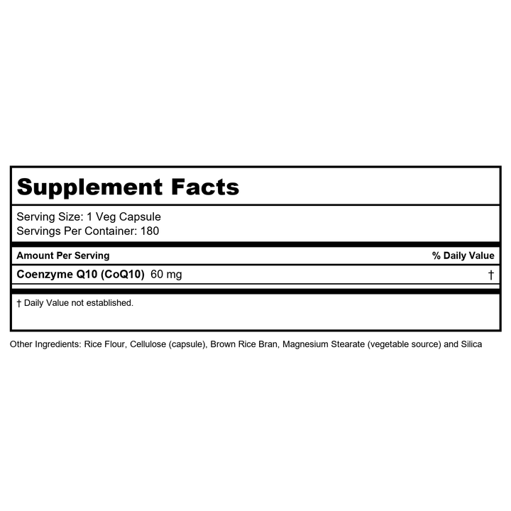 CoQ10, 60 mg, 180 Vcaps by Now Foods (Pack of 2) - Supplement Facts panel