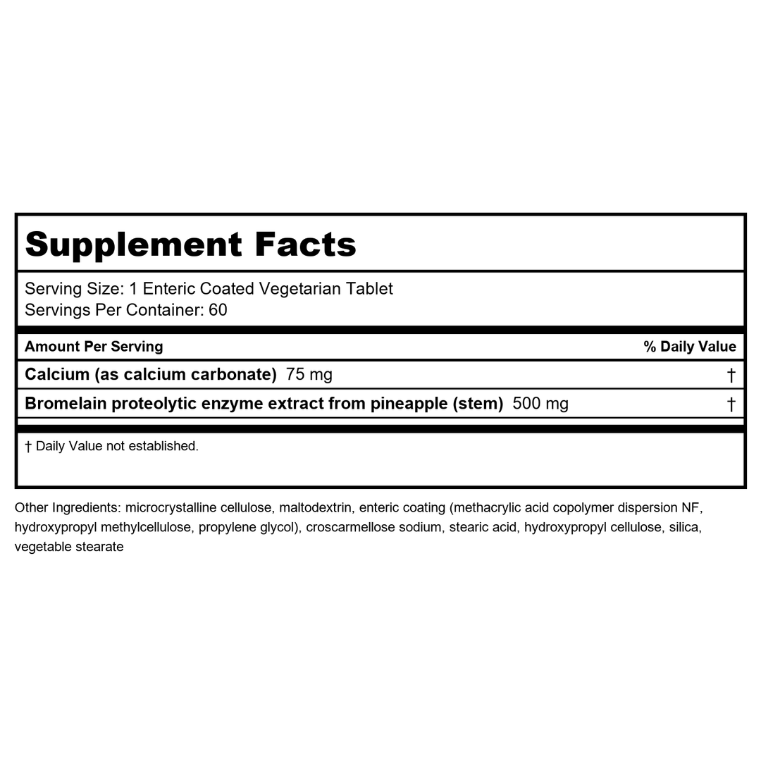 Life Extension Specially-Coated Bromelain, Pineapple Extract, Joint Health, Joint Comfort, Vegetarian, Gluten-Free, Non-GMO, 500 mg, 60 enteric-Coated Tablets - Supplement Facts panel