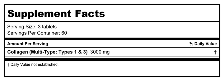 NEOCELL Multi Collagen Tablet, 120 CT - Supplement Facts panel