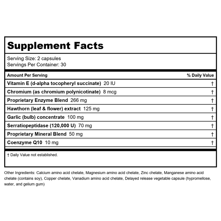 Serratio 60 Capsules Enzyme - Supplement Facts panel