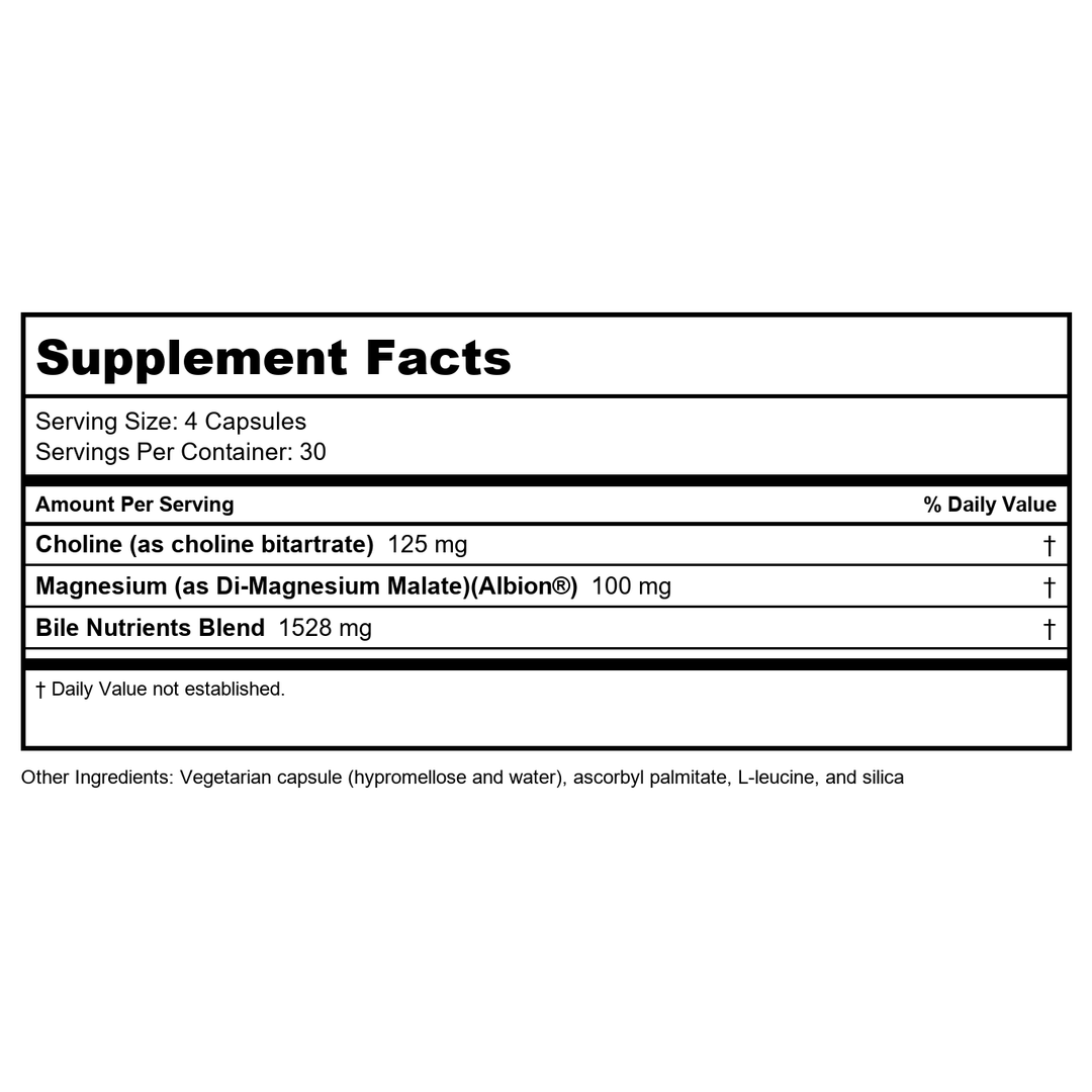 Seeking Health Gallbladder Nutrients - Supplement Facts panel