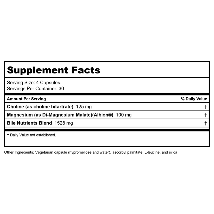 Seeking Health Gallbladder Nutrients - Supplement Facts panel
