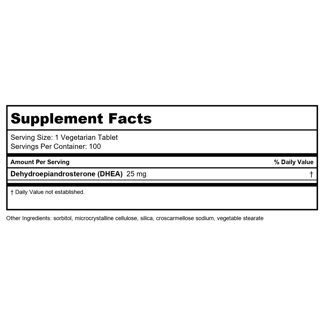 Life Extension DHEA 25 mg – For Hormone Balance, Immune Support, Sexual Health and Anti-Aging - Supports Memory &amp; Mood - Non-GMO, Gluten-Free, Vegetarian - 100 Dissolve-In-Mouth Tablets - Supplement Facts panel