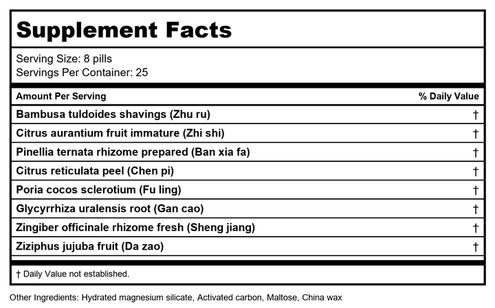 Rising Courage Teapills (Wen Dan Tang Wan), 200 ct, Plum Flower by MayWay - Supplement Facts panel
