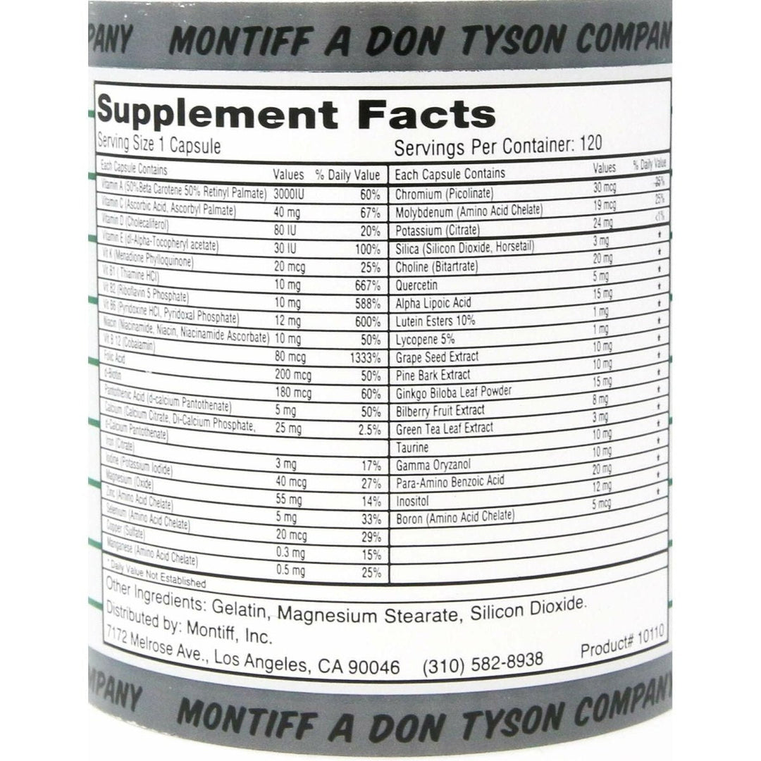 Montiff Vita-Minz Plus, 120 Capsules - Supplement Facts panel