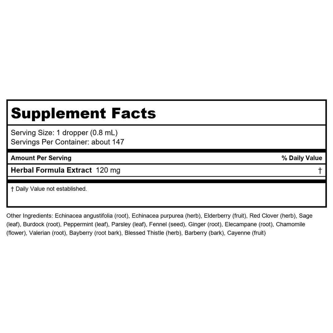 Zand Insure Immune Support 4oz - Supplement Facts panel