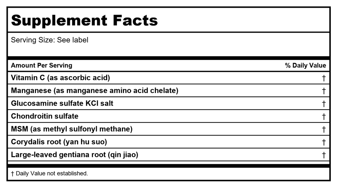 Sun Ten - Arthroplex 90 caps - Supplement Facts panel