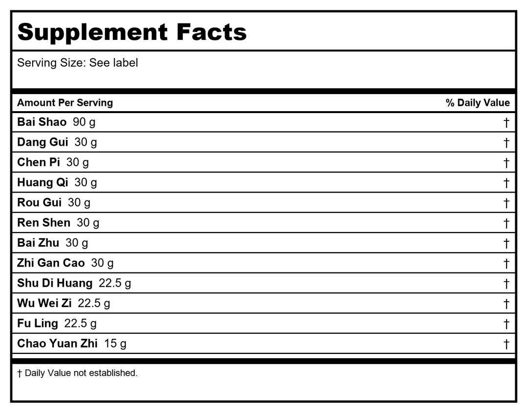 Sun Ten - Ren Shen Yang Rong Tang - 1 Pack - Supplement Facts panel