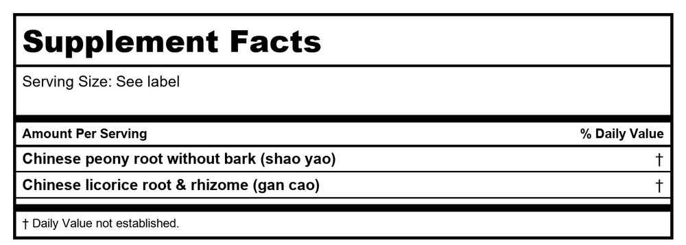 SunTen Peony & Licorice Combination 608 Granules (shao yao gan cao Tang) - Supplement Facts panel