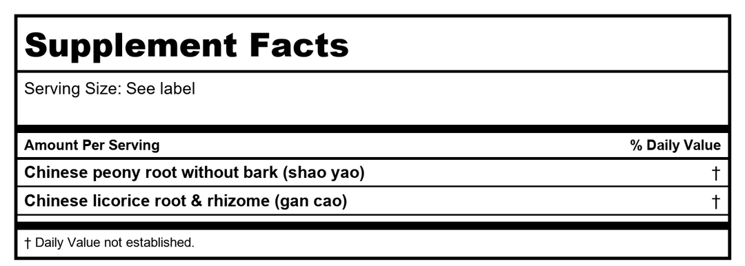 SunTen Peony &amp; Licorice Combination 608 Granules (shao yao gan cao Tang) - Supplement Facts panel