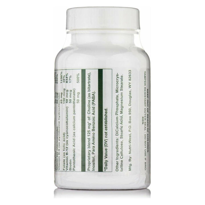 B-Complex - 90 Tablets by Nutri West - Supplement Facts panel