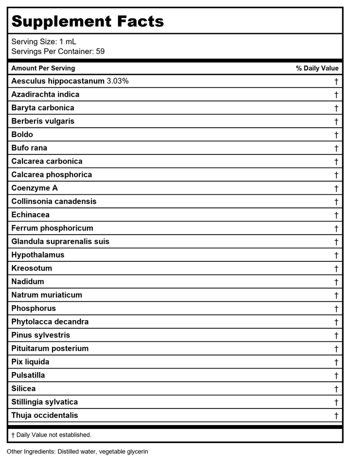 Lymph Tone II, 2 Ounce - Supplement Facts panel